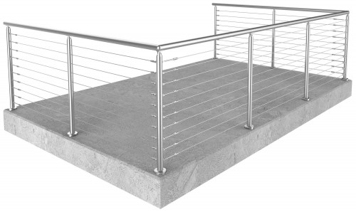 Miami Round Floor Mounted cable railing 36 in